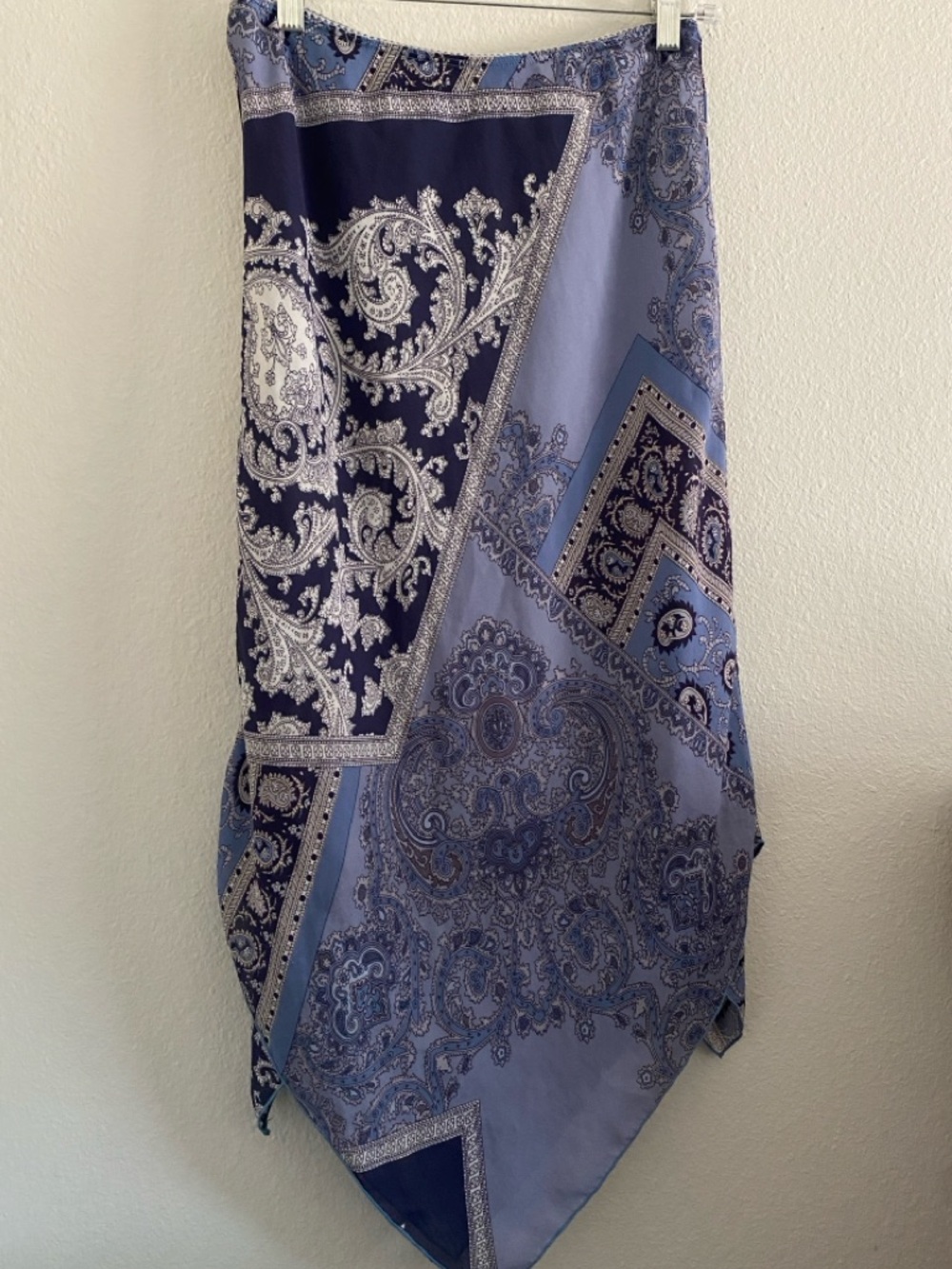 Vintage Fashion Bug Bandana Maxi Skirt Blue Asymmetrical Hem S/M